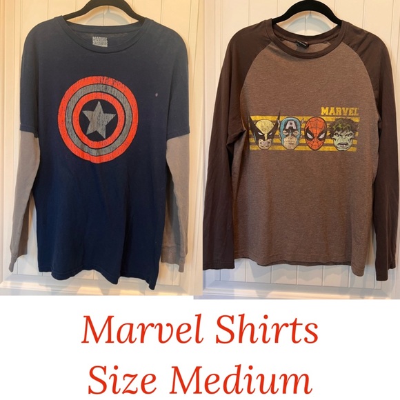MAD Engine Other - MAD Engine Marvel & Captain America Shield Tshirts, Both Medium Thrashed